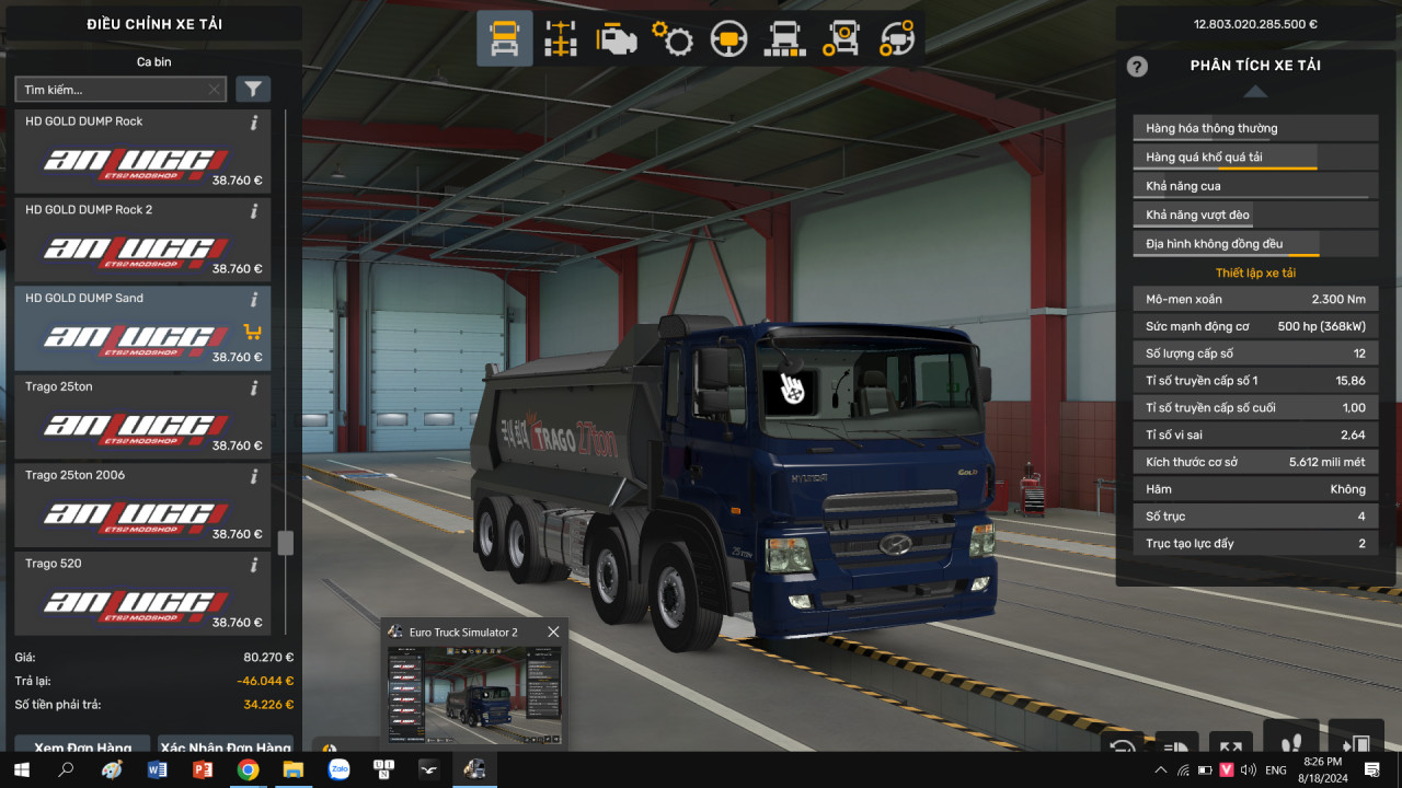 mod thùng ben hyundai trago 1.50
